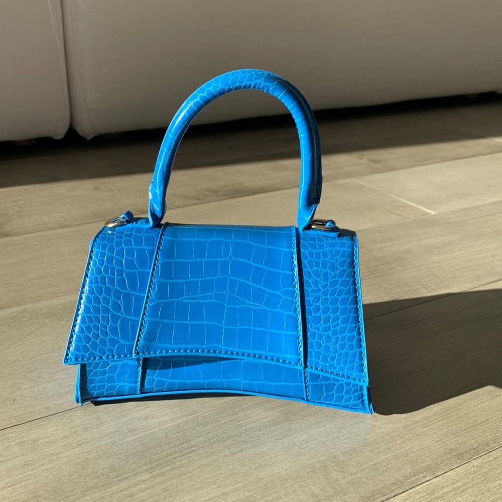 Blue Hourglass Handbag mini bag with straps